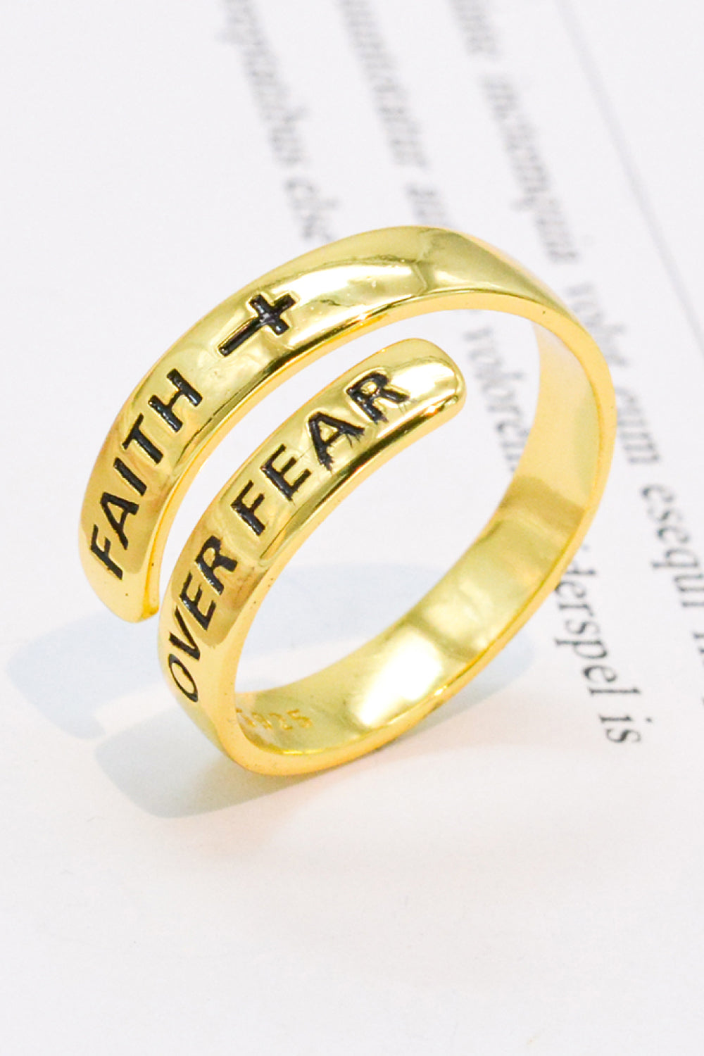 Honeybee Mumford's Silver "FAITH OVER FEAR" Bypass Ring