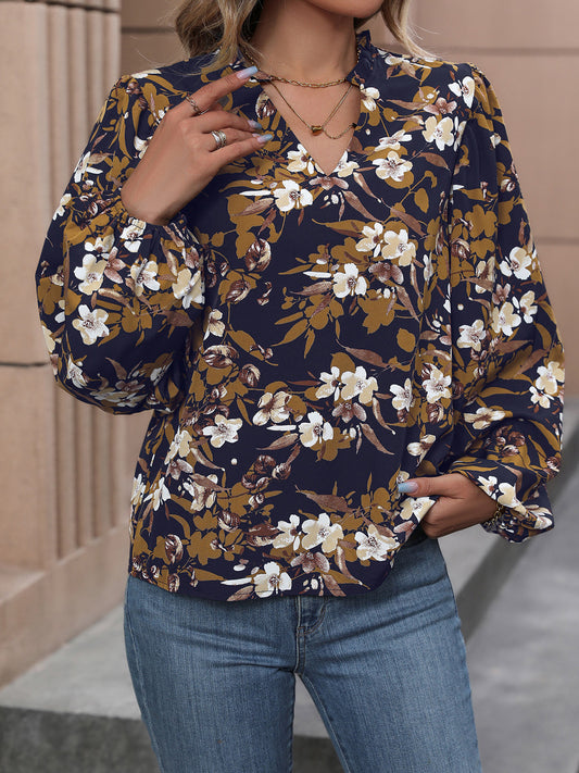 Honeybee Mumford's Floral Notched Balloon Sleeve Blouse