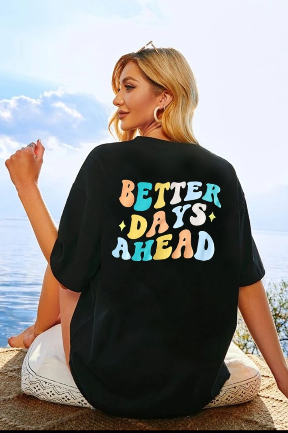 Honeybee Mumford's Graphic "BETTER DAYS AHEAD" Round Neck T-Shirt ( Black, White , Blush Pink and more)