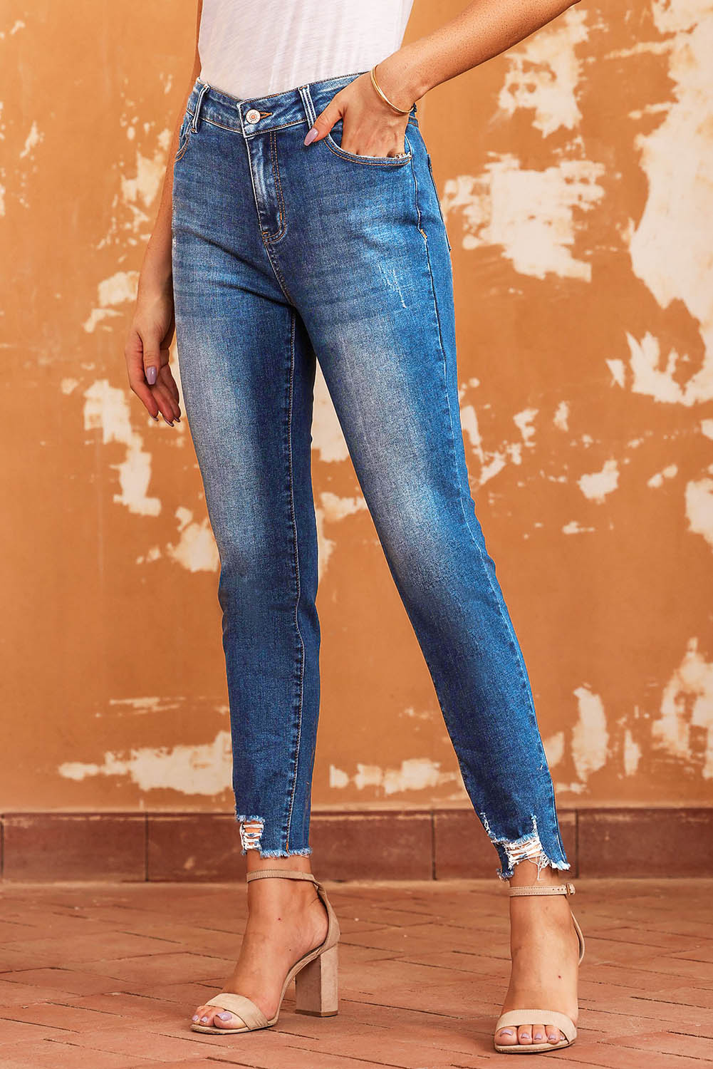 Honeybee Mumford's Blue Raw Hem Ankle-length Skinny Jeans