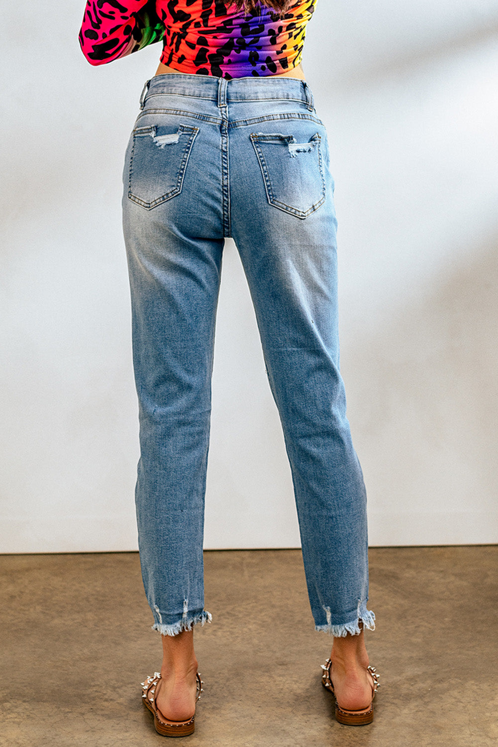 Honeybee Mumford's Light Blue Distressed Boyfriend Denim Pants