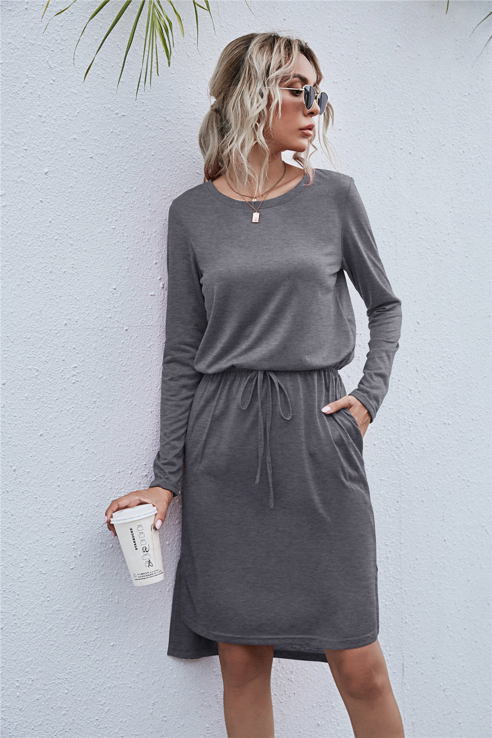 Honeybee Mumford's Round Neck Side Slit Dress