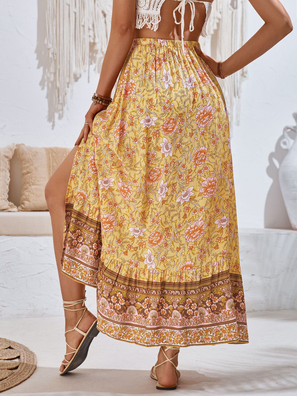 Honeybee Mumford's Tied Printed Midi Skirt