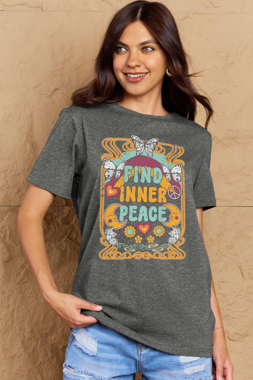 Honeybee Mumford's Simply Love Full Size FIND INNER PEACE Graphic Cotton T-Shirt