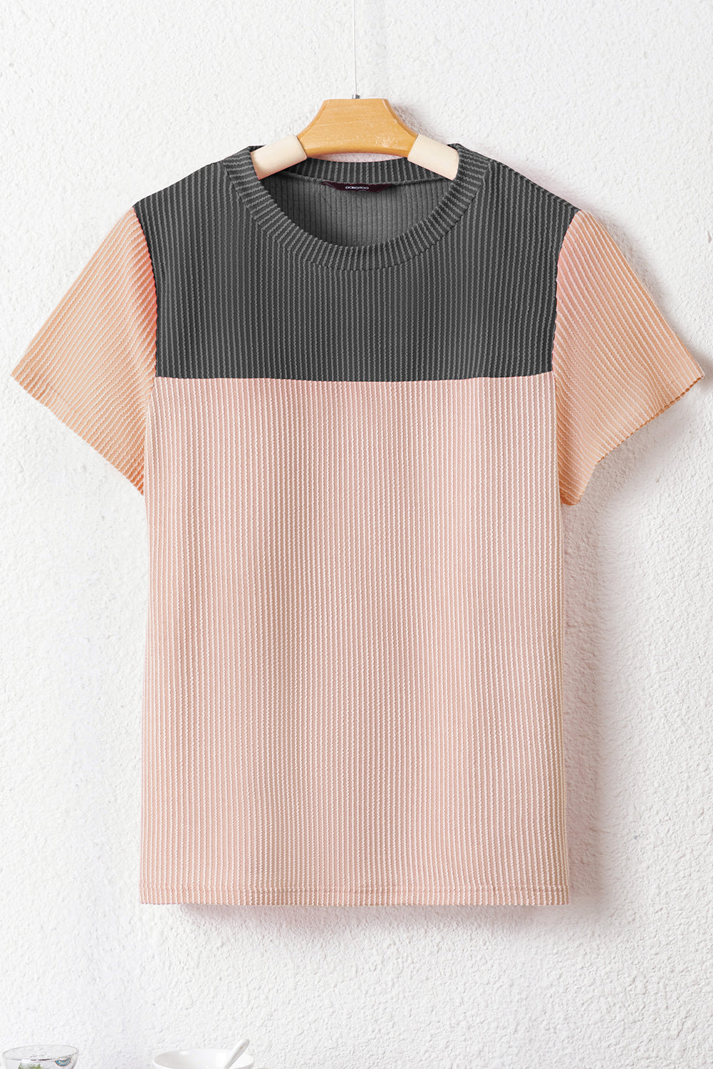 Honeybee Mumford's Black Rib Textured Colorblock T Shirt