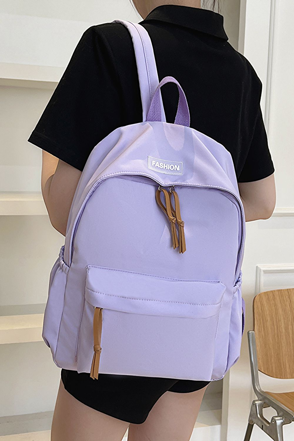 honeybee Mumford's Polyester Backpack( light purple,blue,black, peach, light green, yellow and white colors)