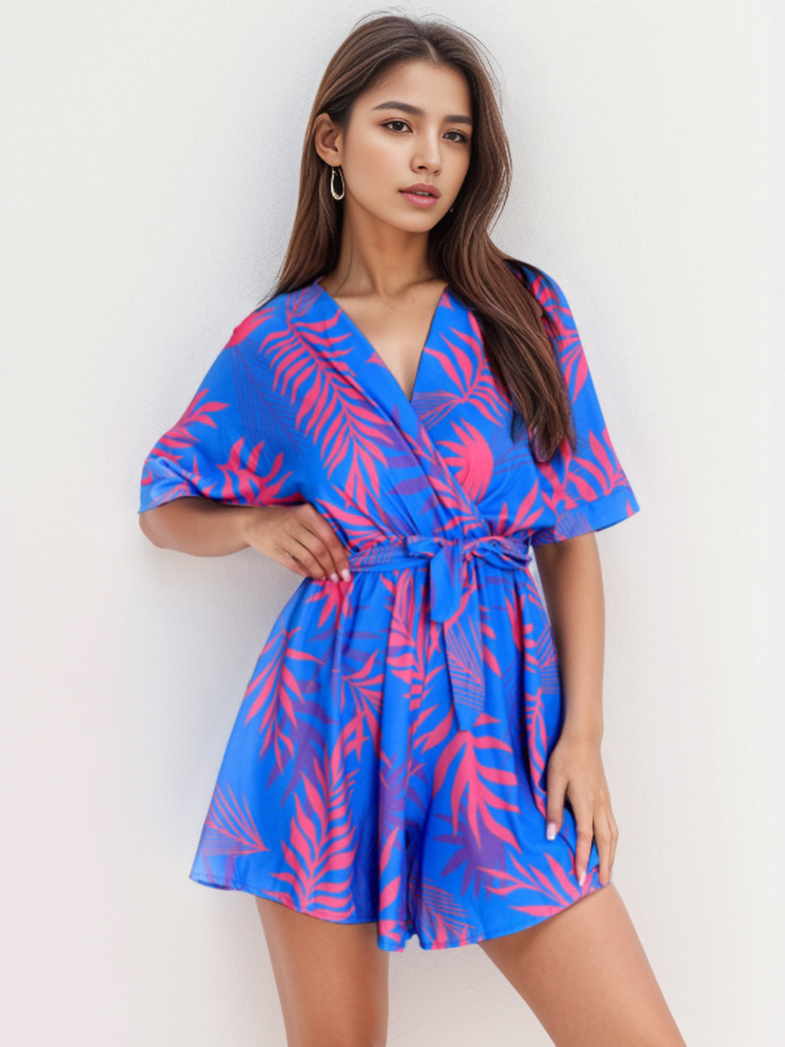 Honeybee Mumford's Printed Surplice Half Sleeve Romper