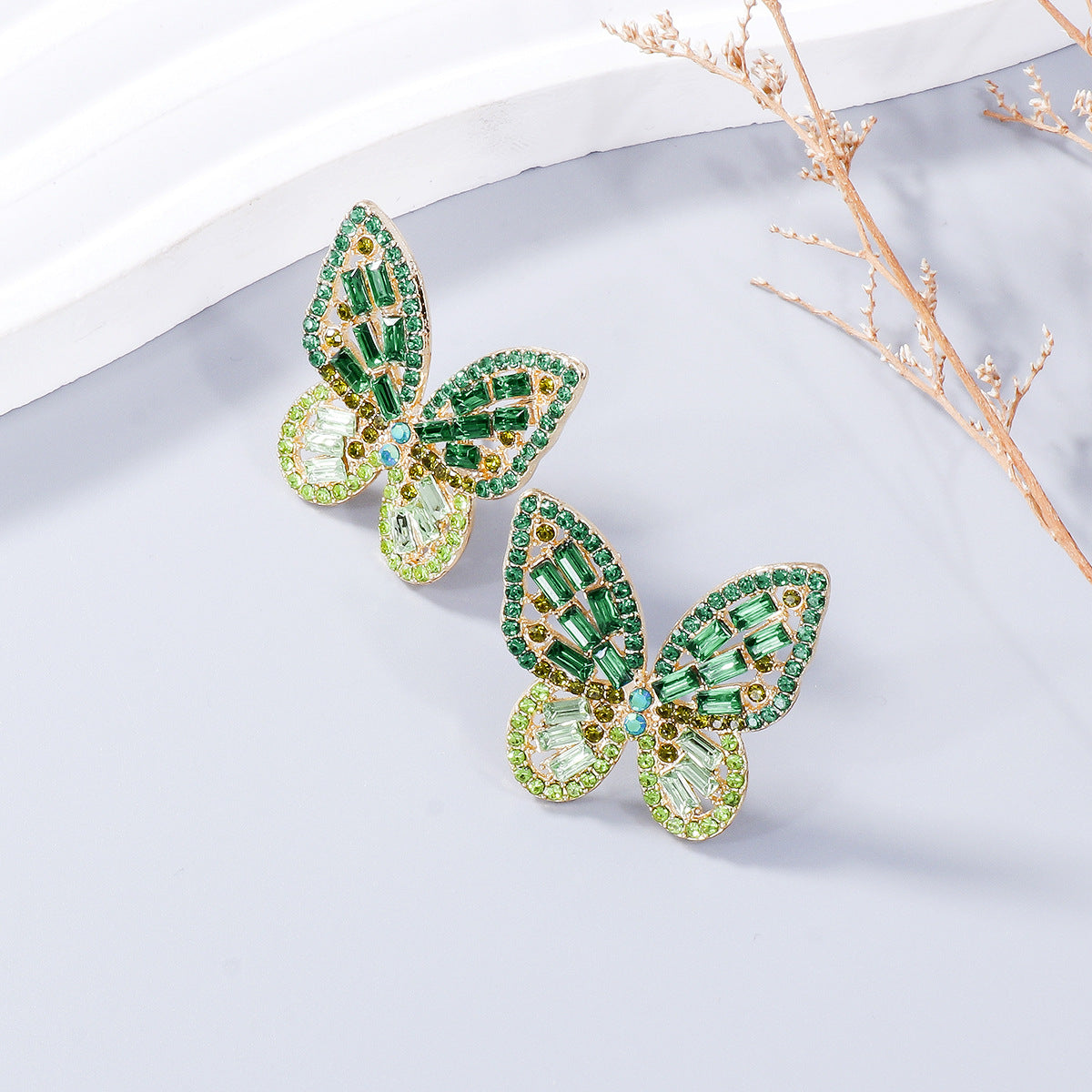 honeybee Mumford's Alloy Rhinestone Butterfly Earrings