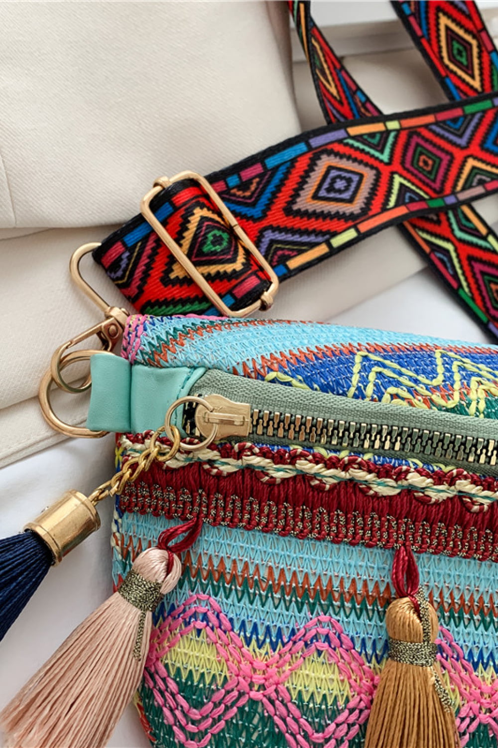 honeybee Mumford's Bohemian Sling Bag with Tassels