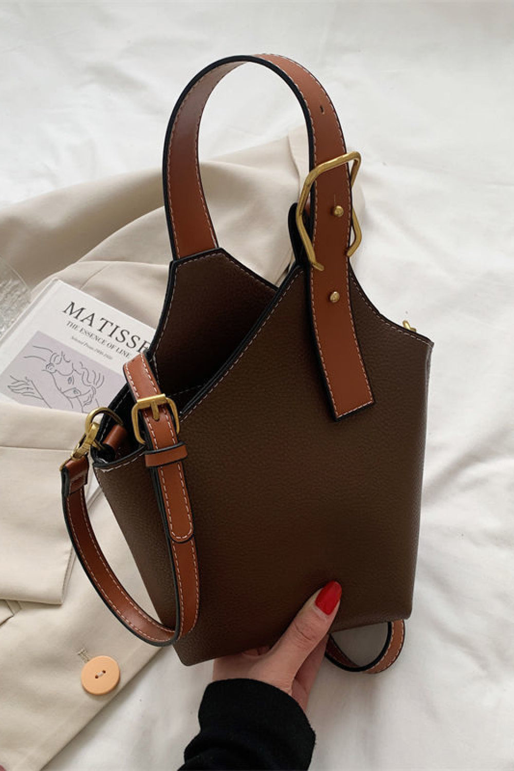 honeybee Mumford's Leather Bucket Bag