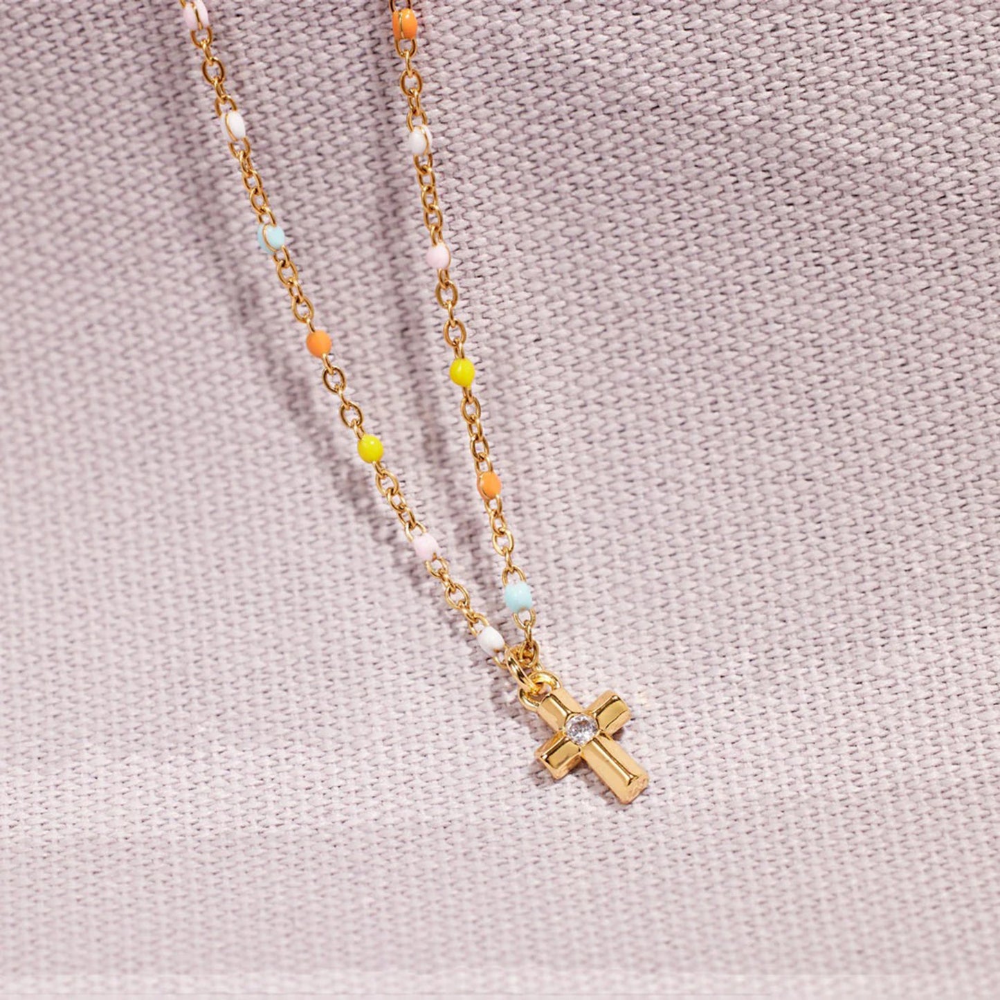 Honeybee Mumford's 18K Gold-Plated Cross Bead Necklace