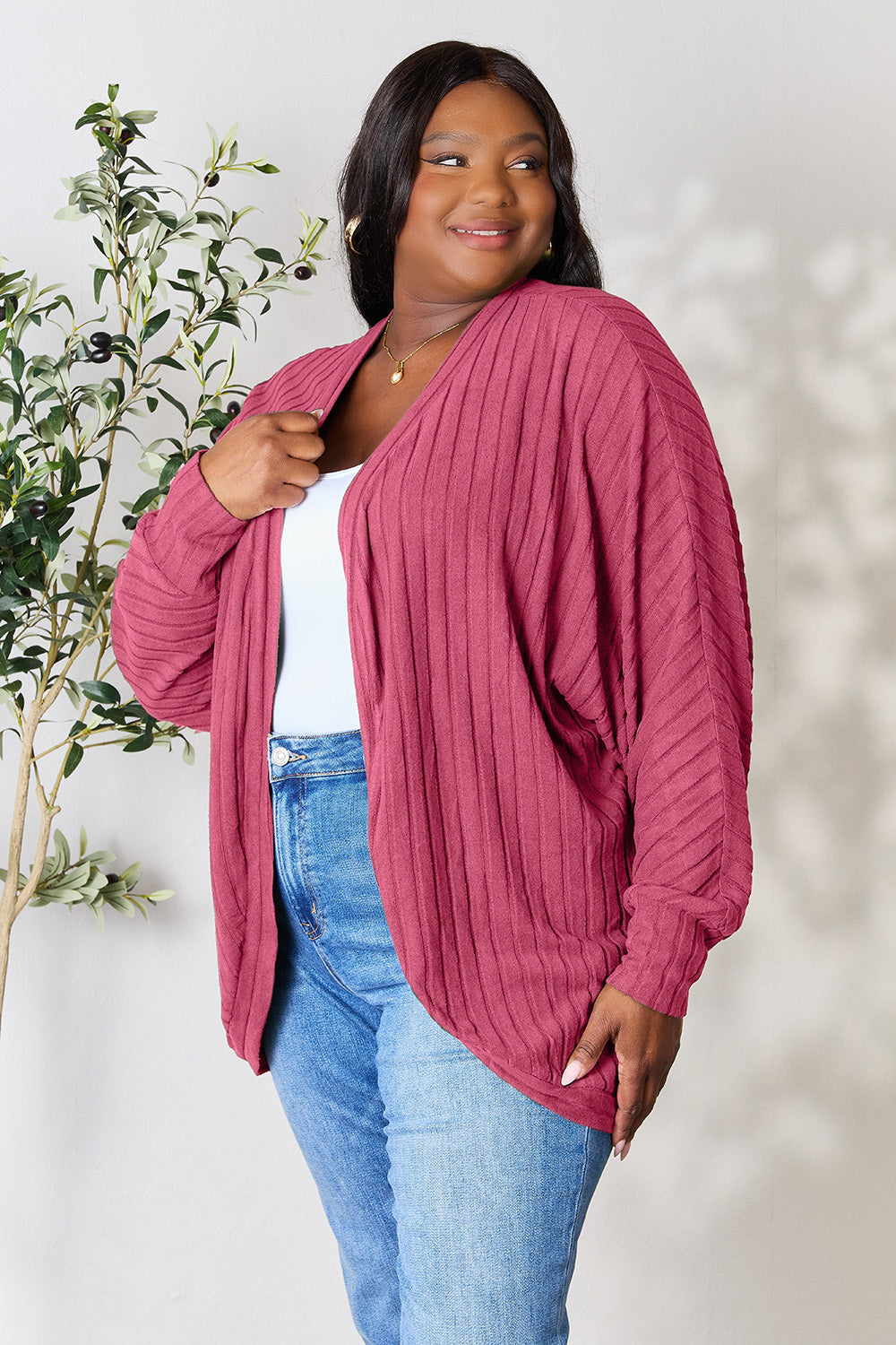 honeybee Mumford's Ribbed Cocoon Cardigan( Black, Khaki, Dark Blue and more )