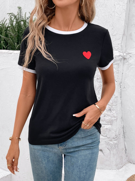 Honeybee Mumford's Heart Round Neck Short Sleeve T-Shirt