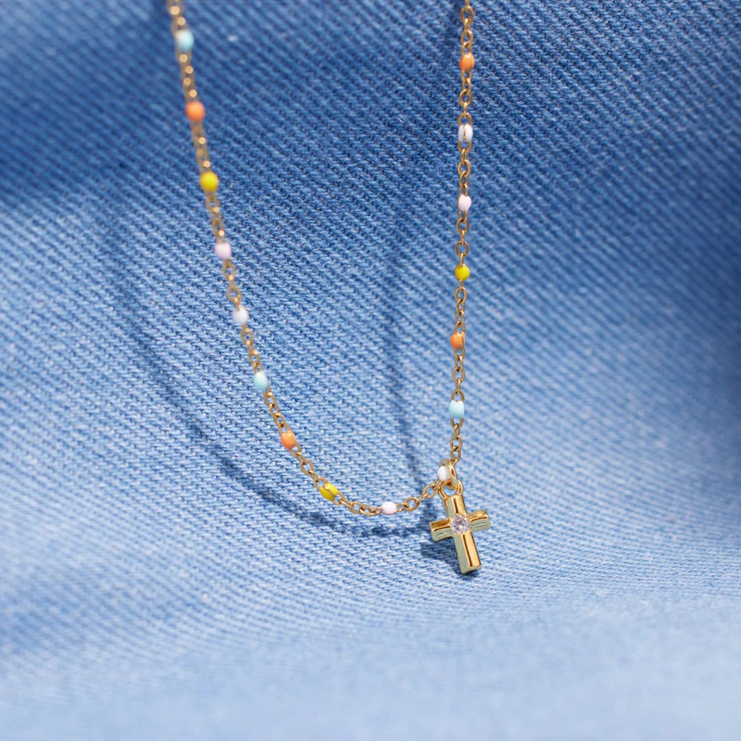 Honeybee Mumford's 18K Gold-Plated Cross Bead Necklace