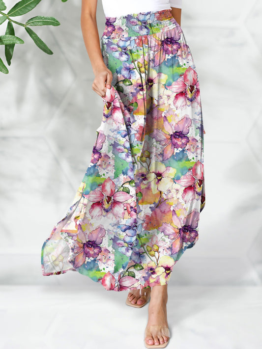 Honeybee Mumford's Smocked Printed Elastic Waist Maxi Skirt