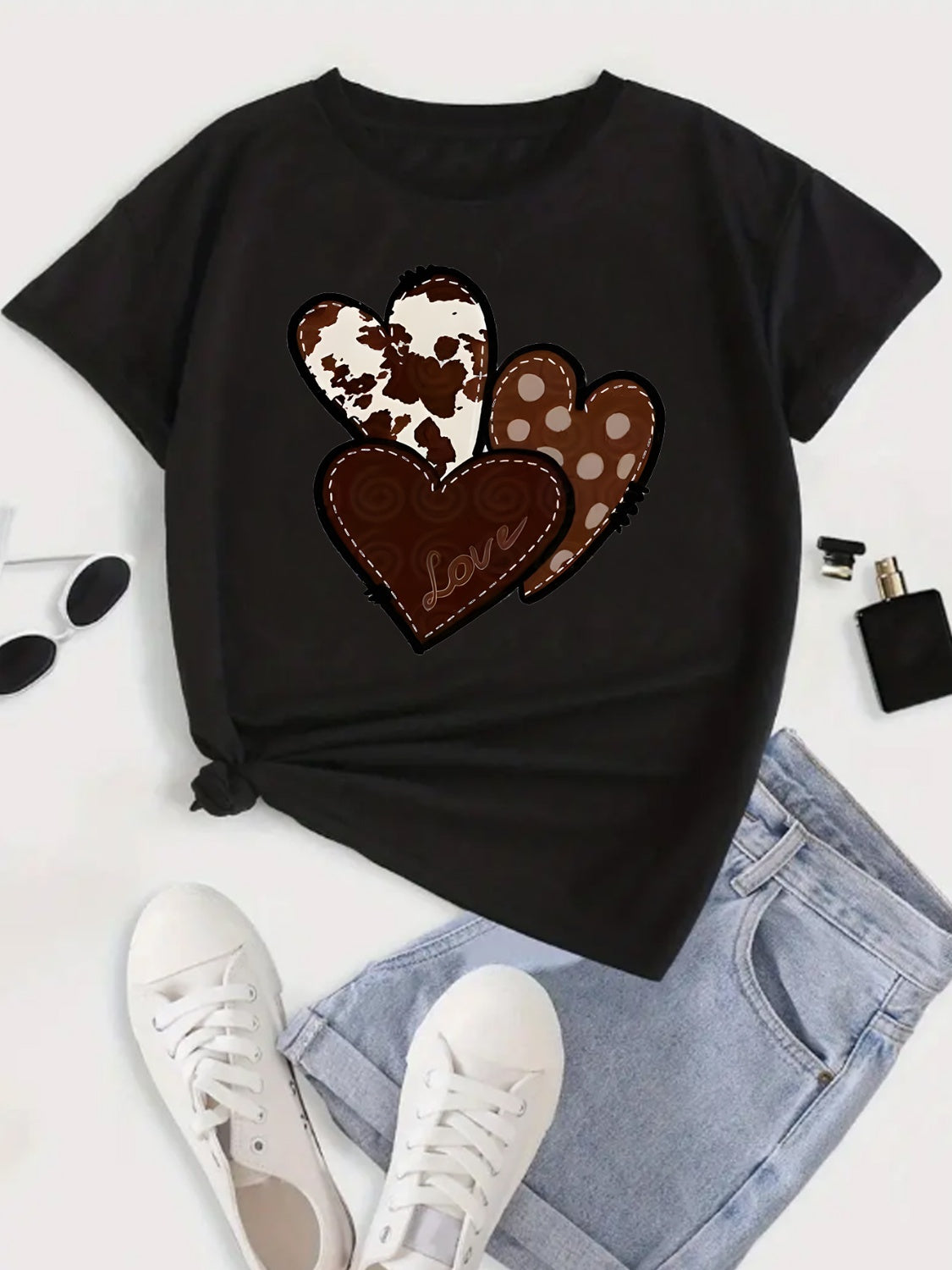 Honeybee Mumford's Heart Round Neck Short Sleeve T-Shirt