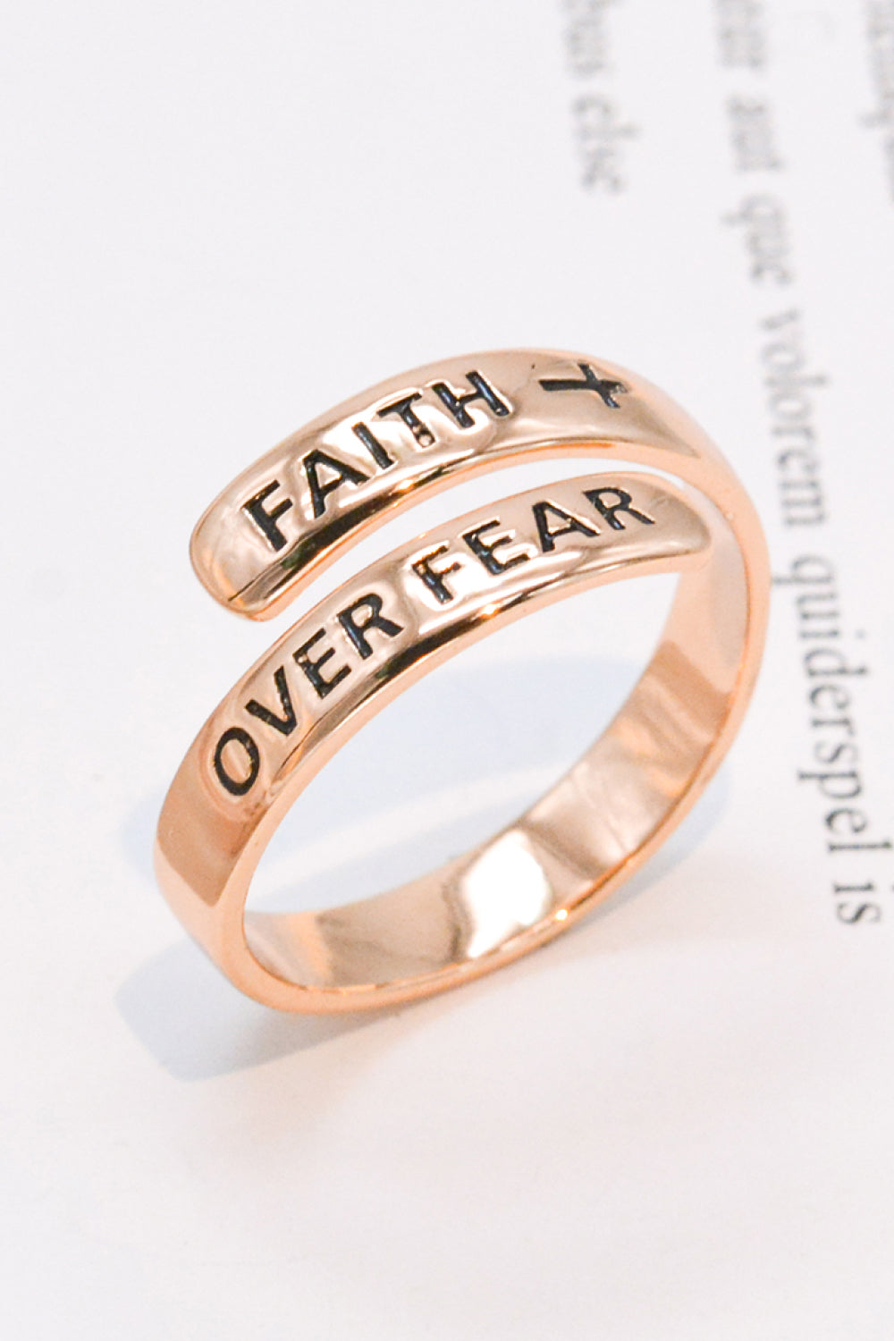 Honeybee Mumford's Silver "FAITH OVER FEAR" Bypass Ring