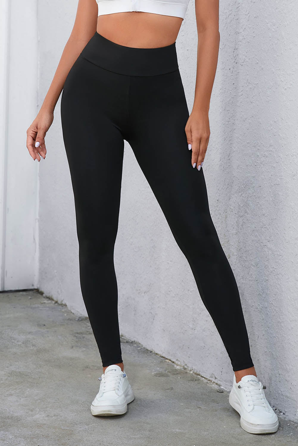 Honeybee Mumford's Crisscross Detail Wide Waistband Leggings