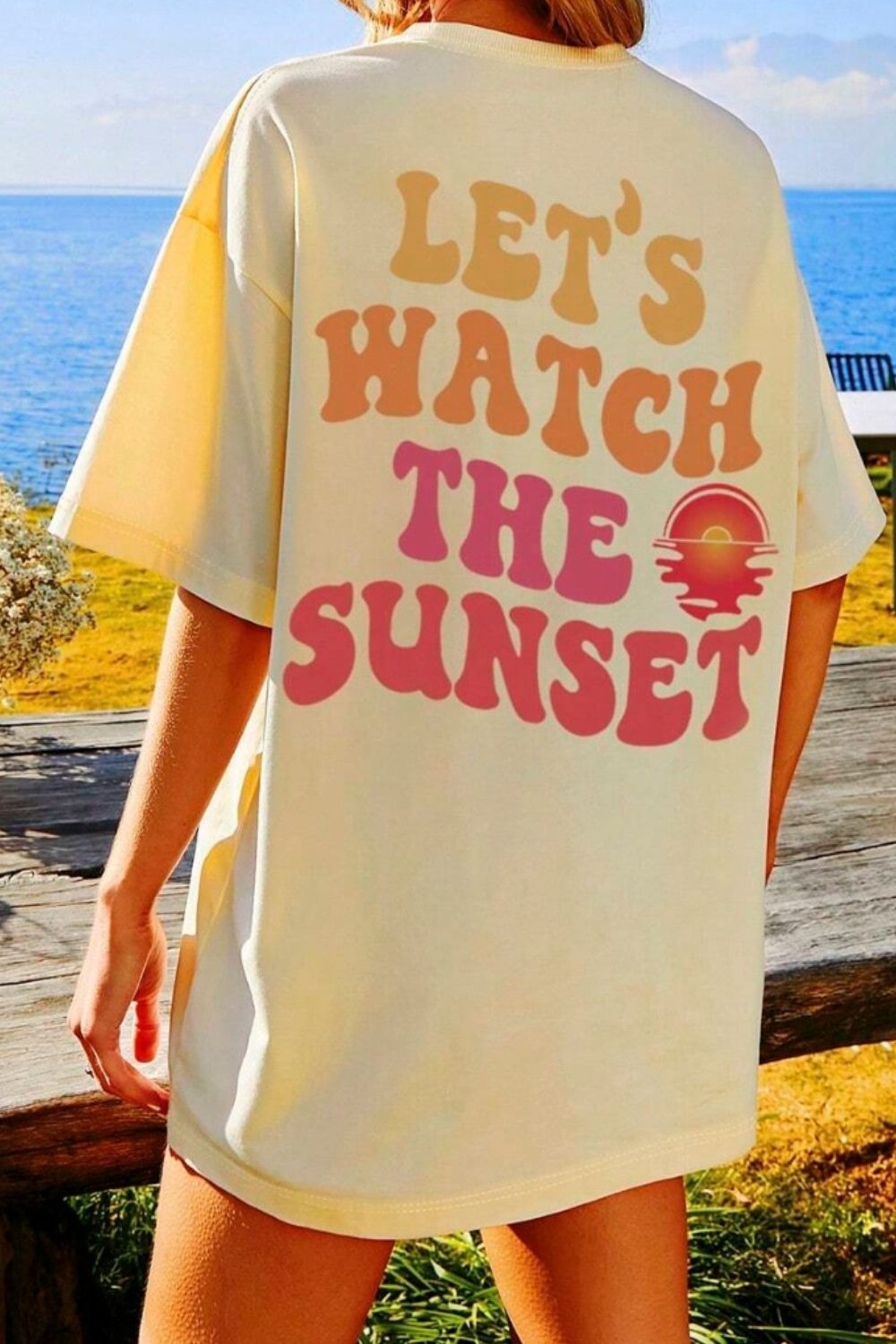 Honeybee Mumford's LET'S WATCH THE SUNSET Round Neck T-Shirt