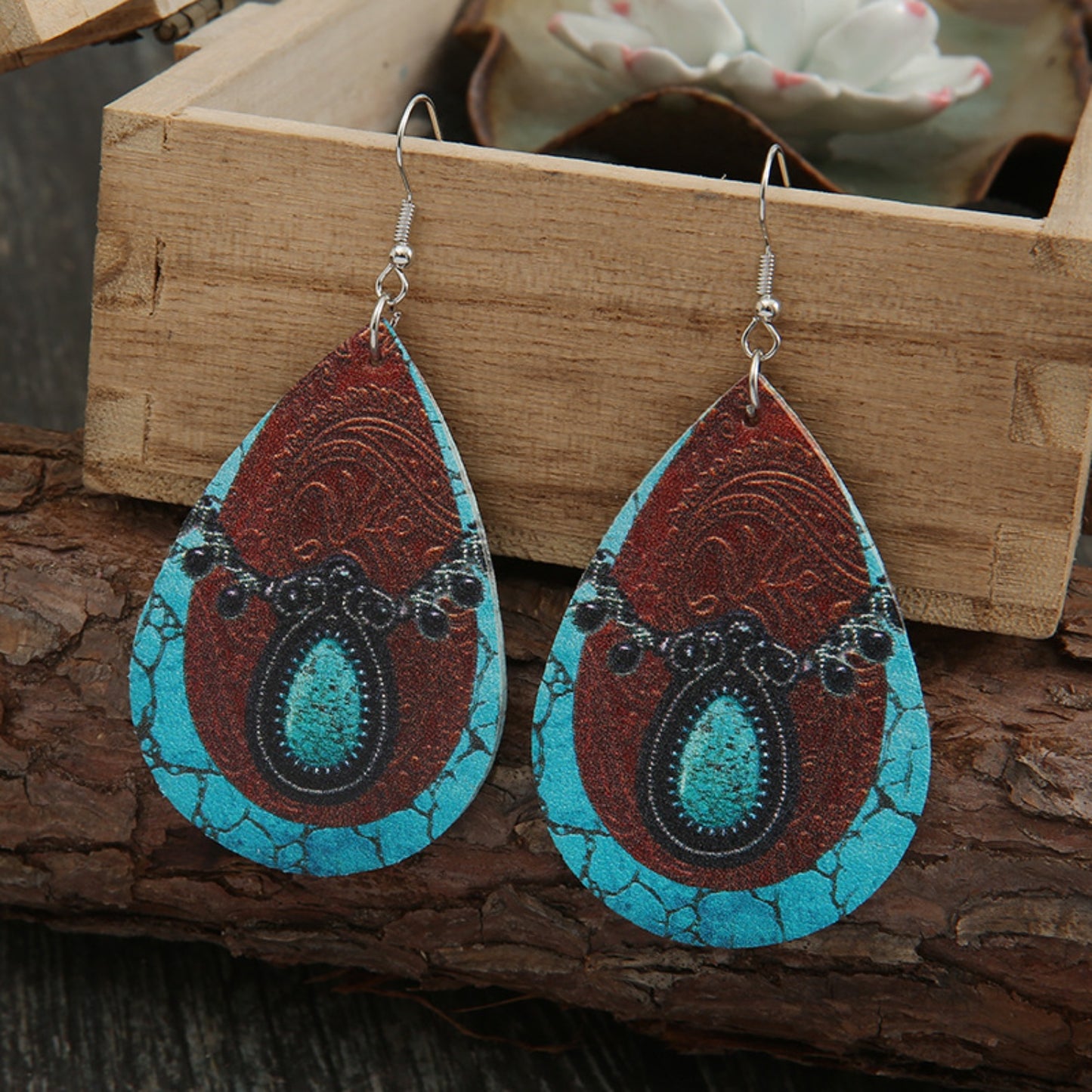 honeybee Mumford's Leather Iron Hook Teardrop Earrings