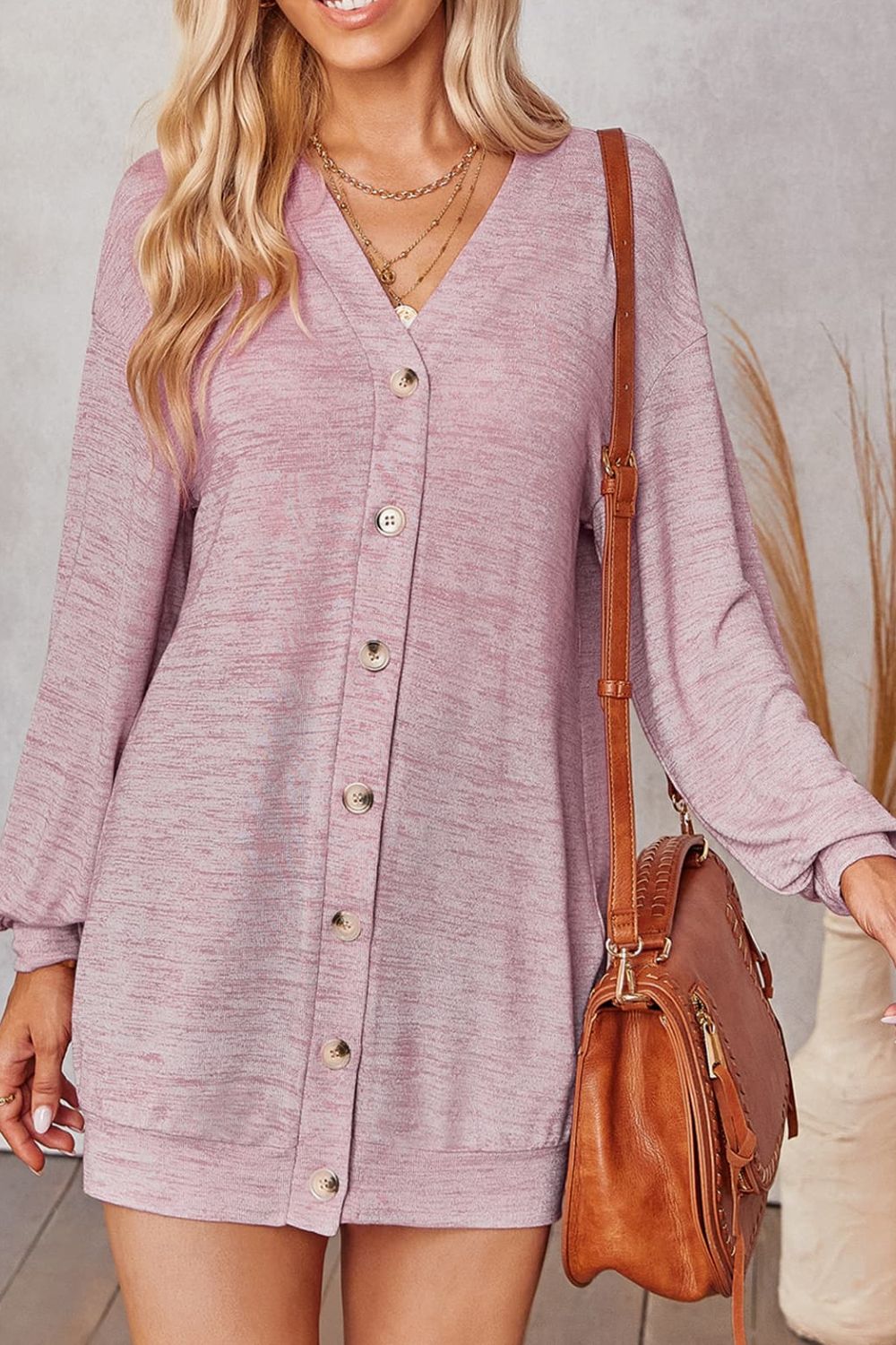 Honeybee Mumford's Buttoned V-Neck Long Sleeve Cardigans