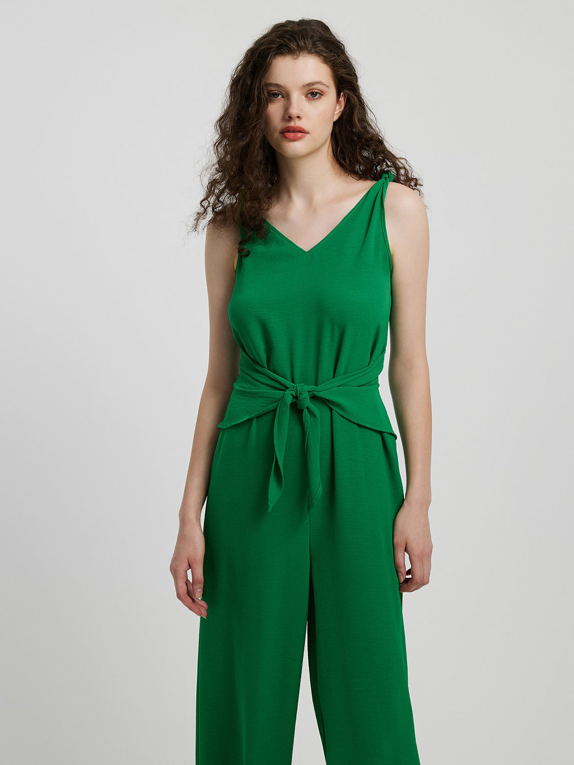 Honeybee Mumford's Knot Detail Tie Front Sleeveless Jumpsuit