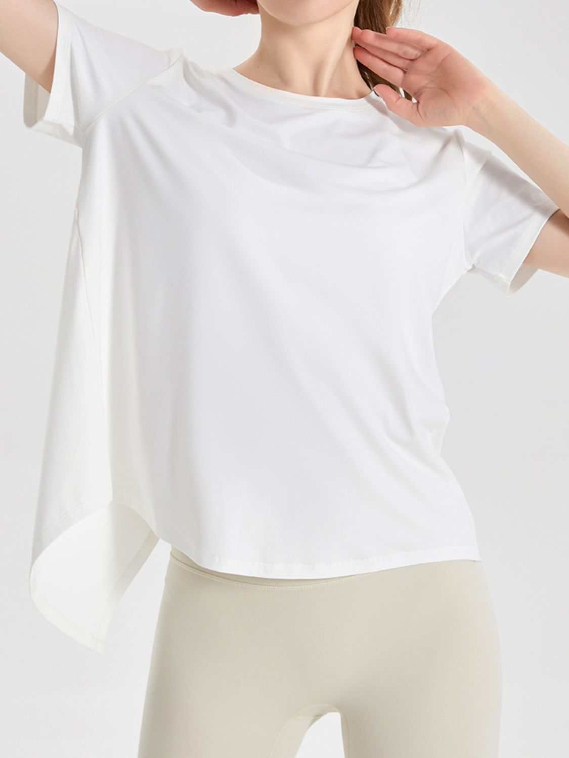 Honeybee Mumford's Slit Round Neck Short Sleeve Active T-Shirt