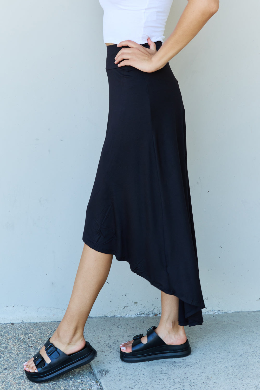 Honeybee Mumford's First Choice High Waisted Flare Maxi Skirt in Black