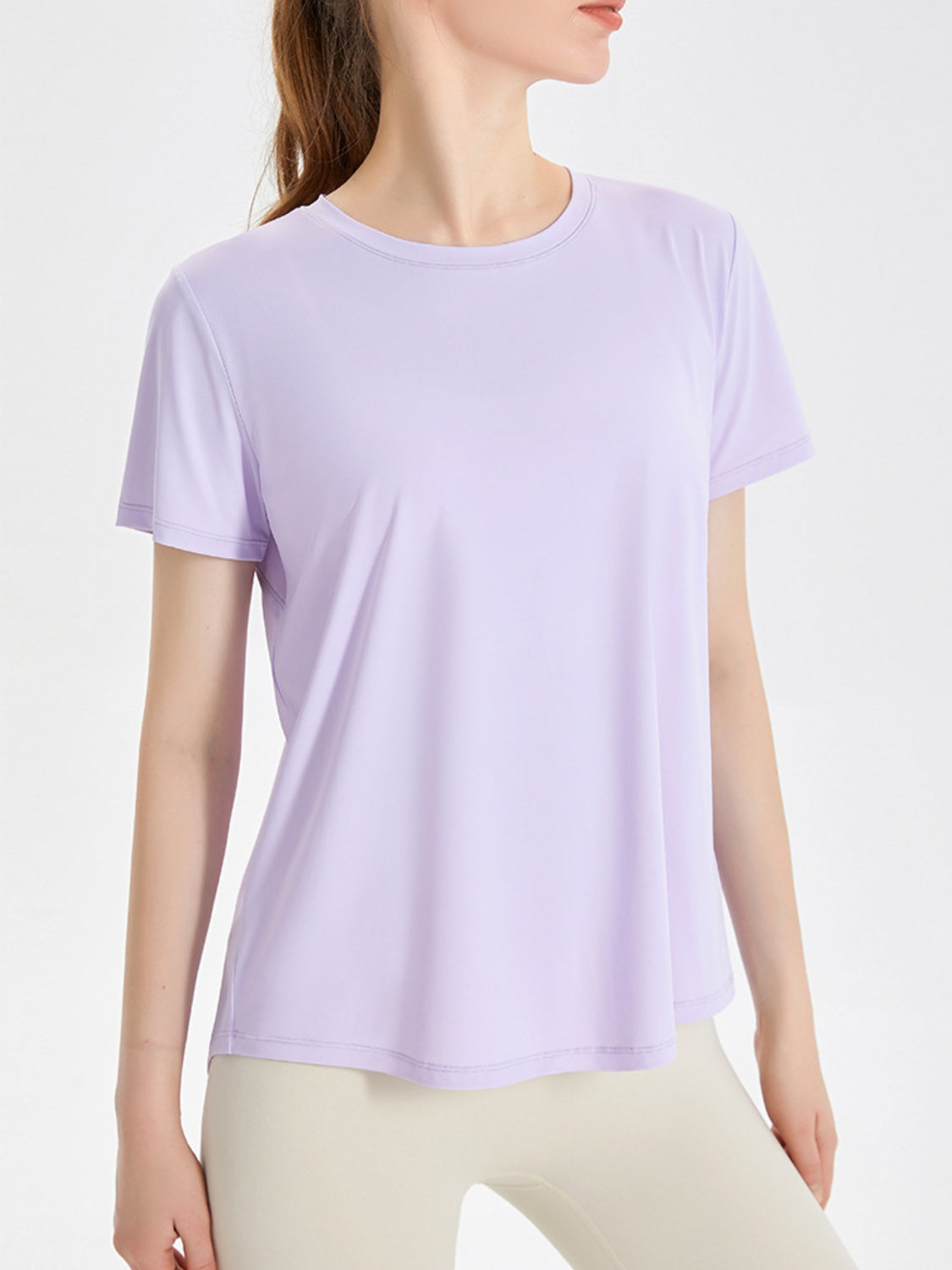 Honeybee Mumford's Slit Round Neck Short Sleeve Active T-Shirt