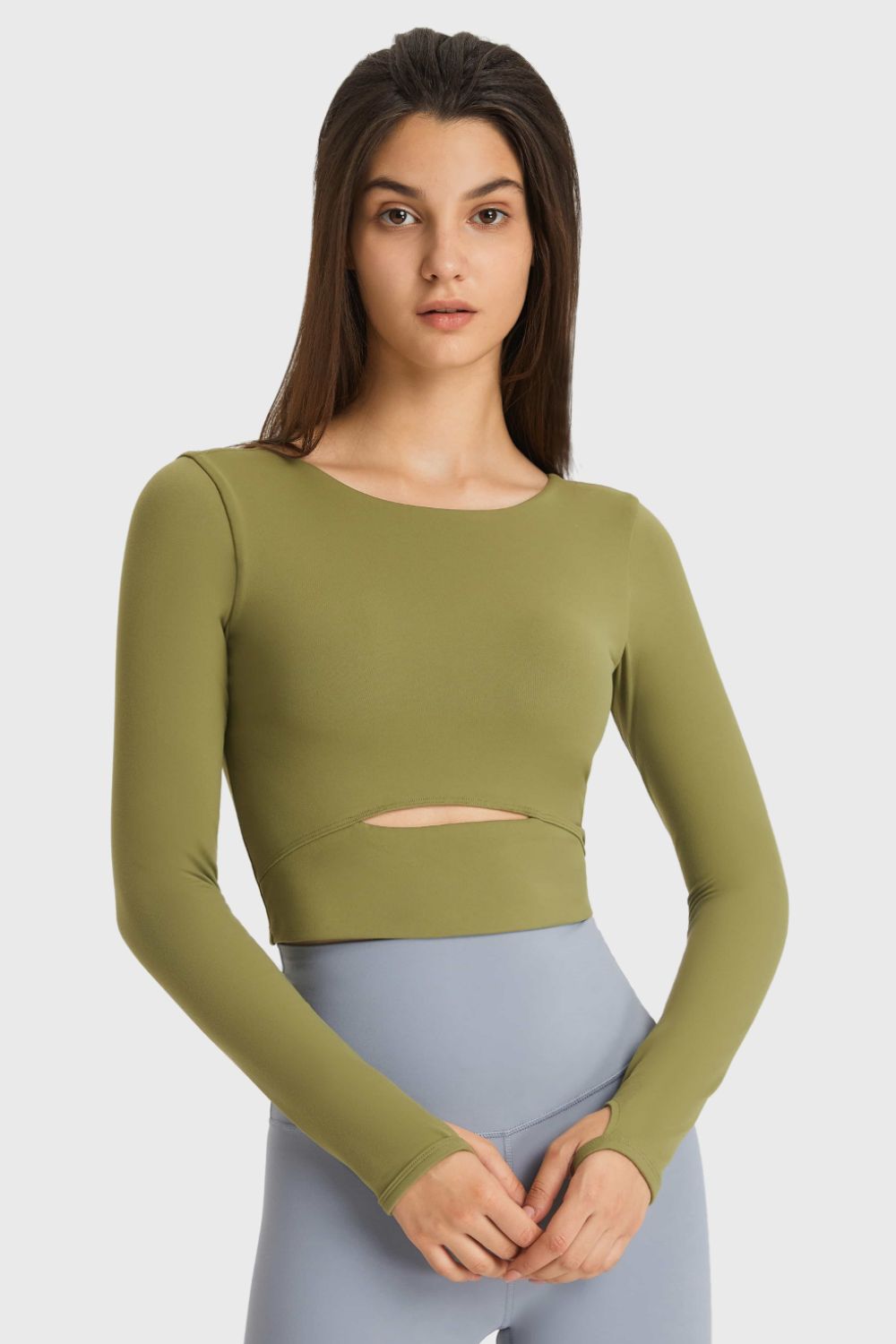 Honeybee Mumford's Cutout Long Sleeve Cropped Sports Top