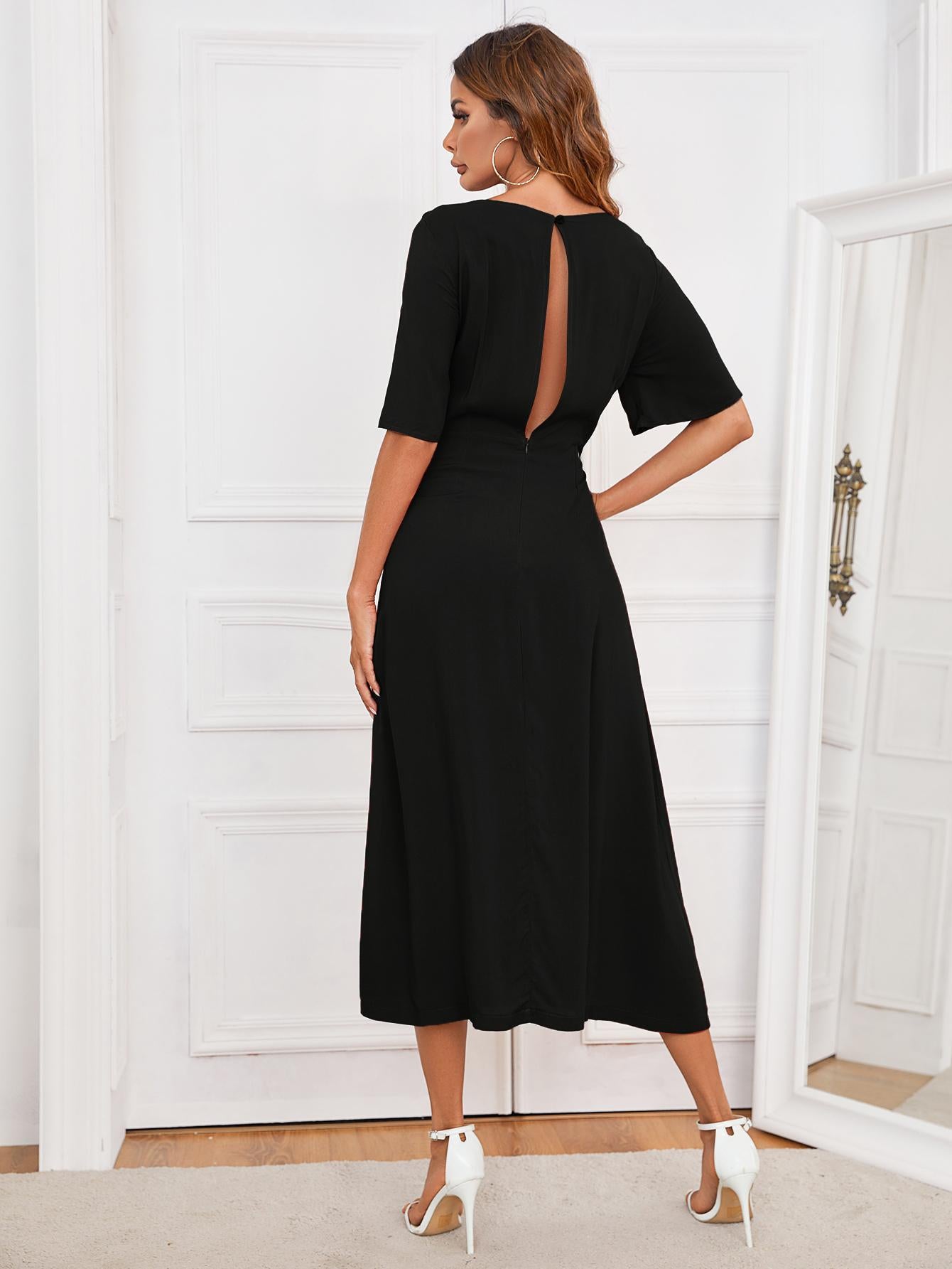 Honeybee Mumford's Round Neck Cutout Half Sleeve Dress