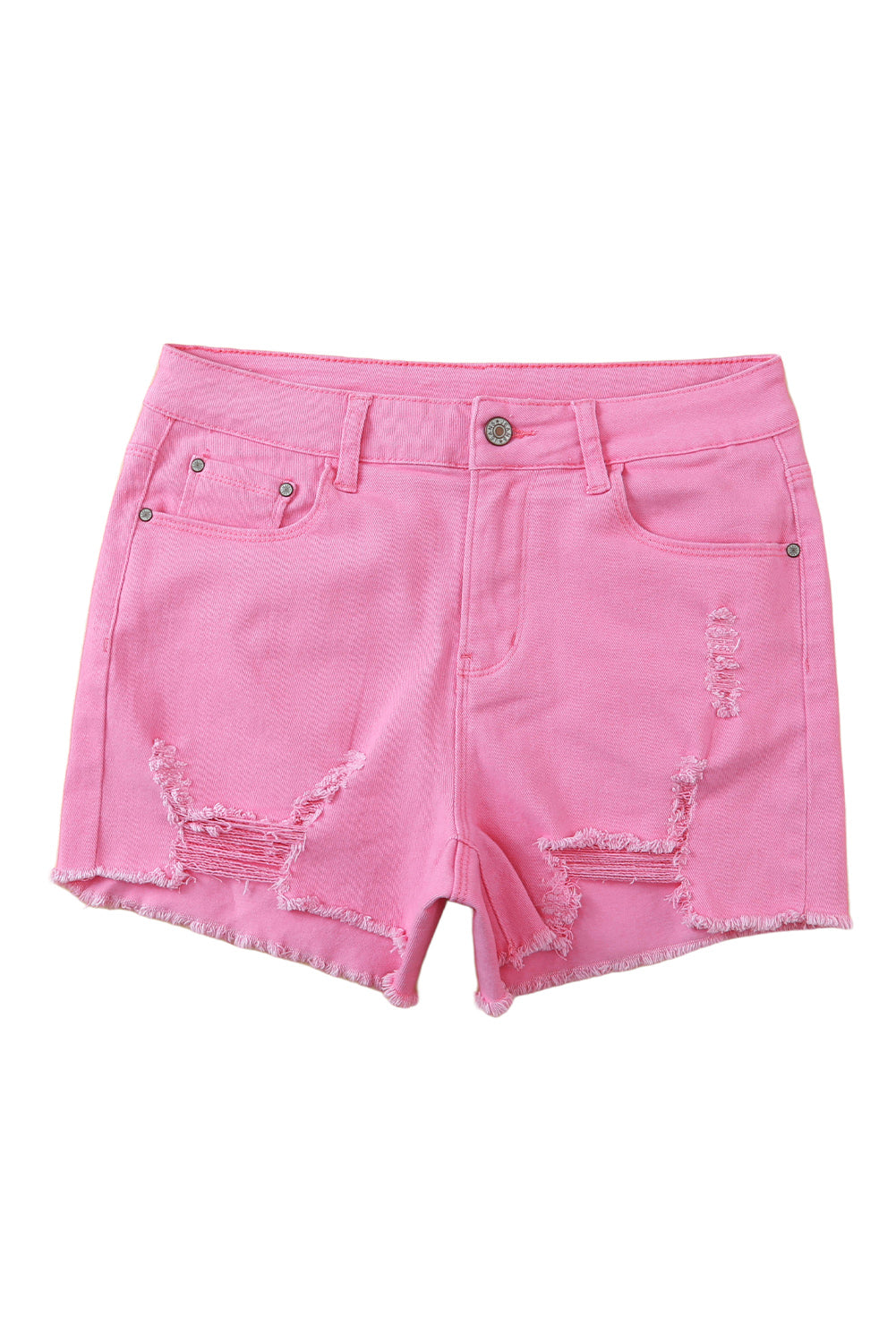 Honeybee Mumford's Rose Solid Color Distressed Denim Shorts