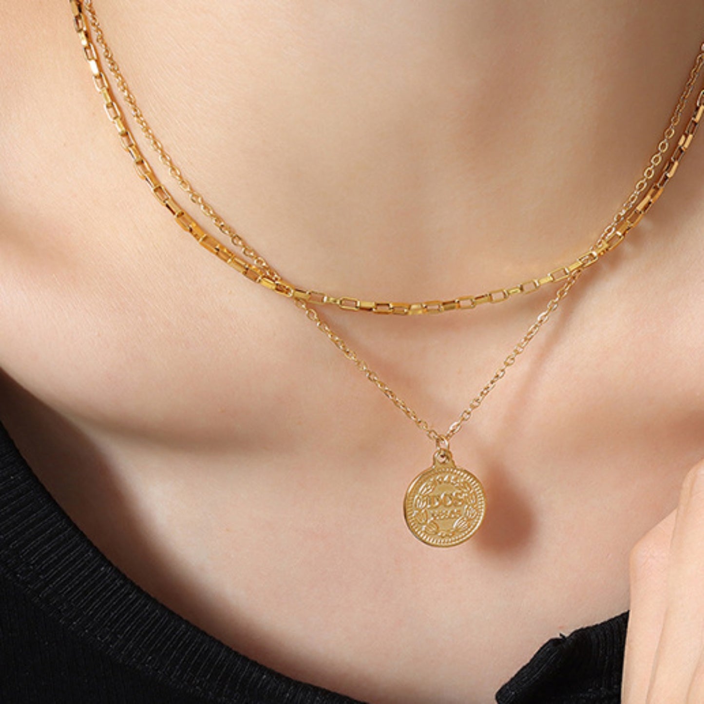 Honeybee Mumford's Coin Double-Layered Necklace