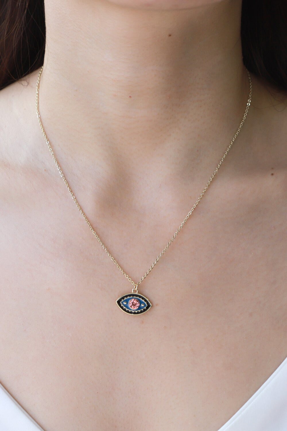 honeybee Mumford's Evil Eye Pendant Gold Plated Chain Necklace