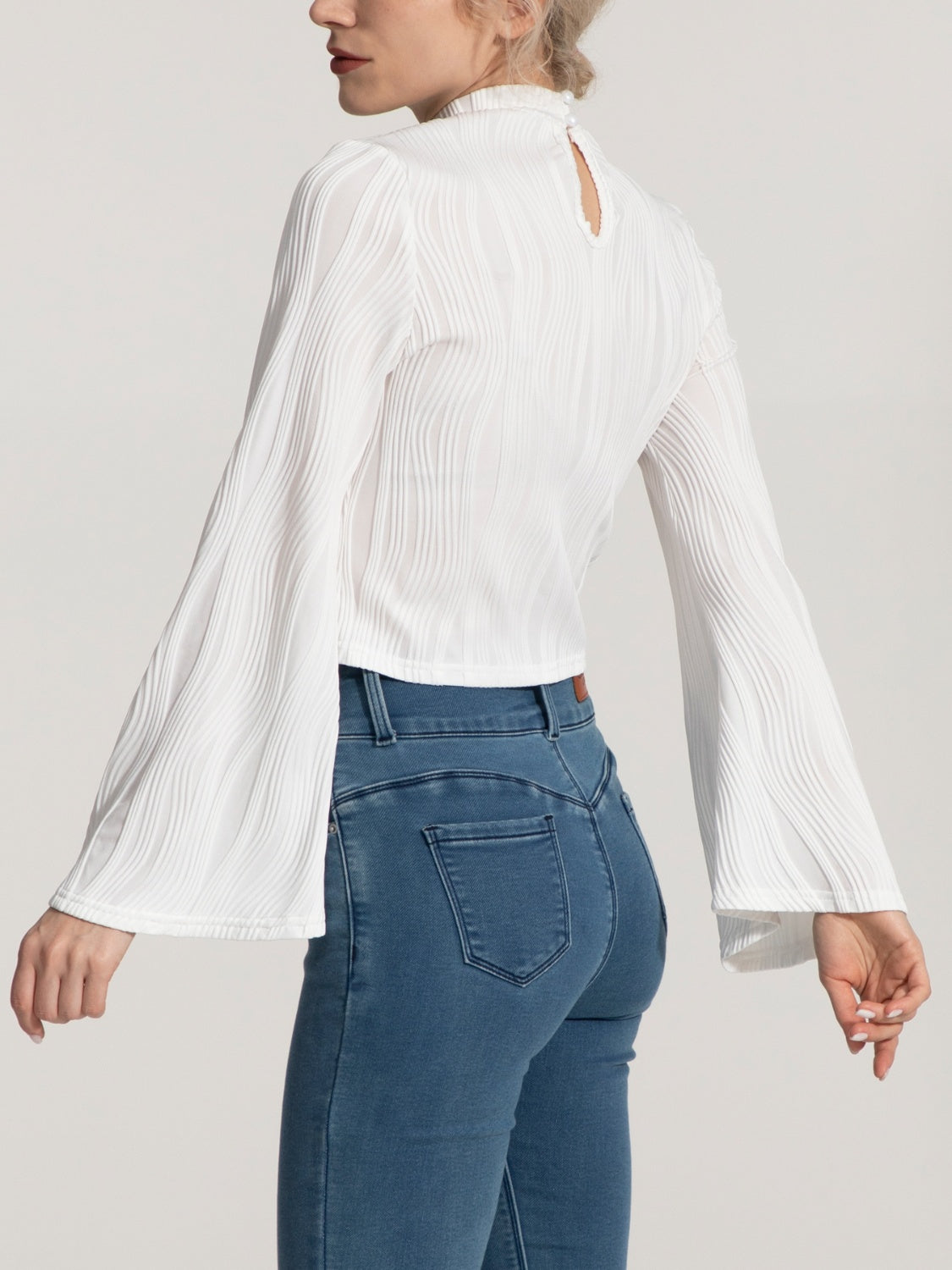 Honeybee Mumford's Mock Neck Flare Sleeve Blouse