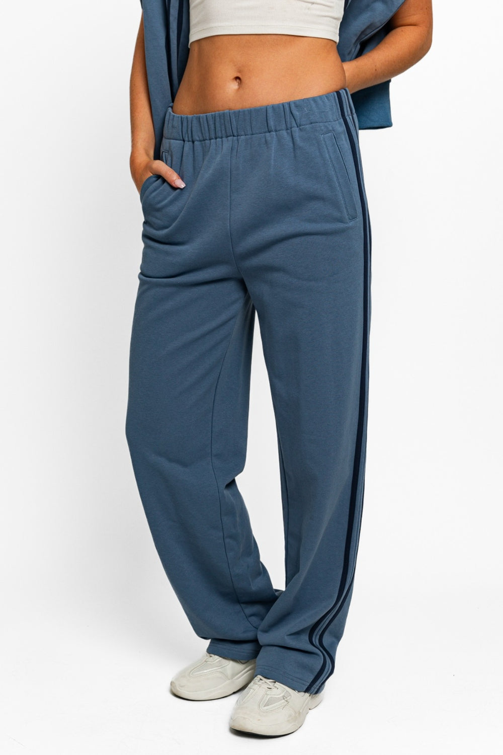 Honeybee Mumford's High Waisted Side Stripes Straight Track Sweatpants