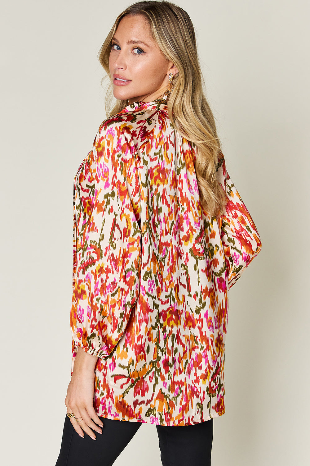 Honeybee Mumford's Full Size Printed Button Up Long Sleeve Shirt