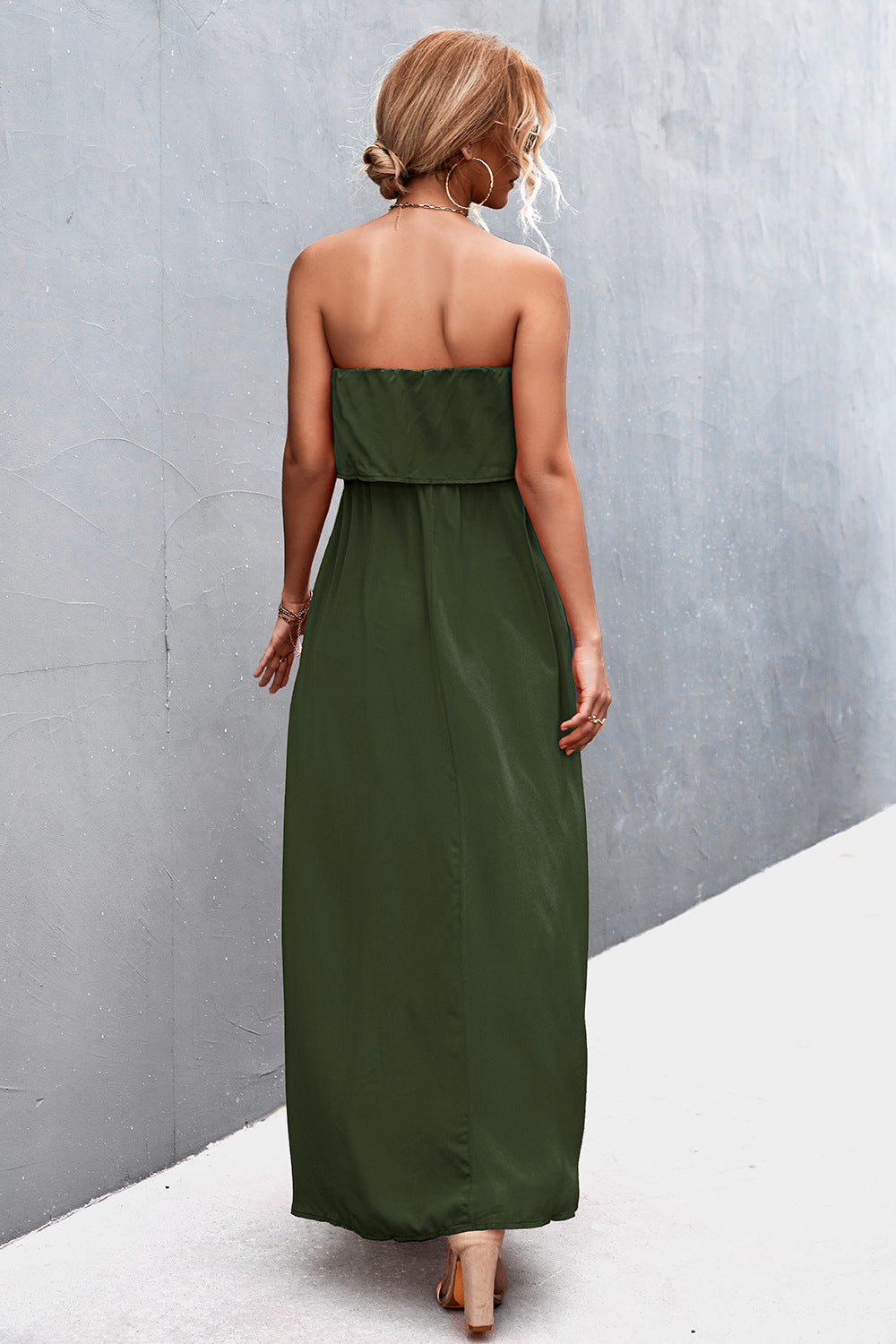 Honeybee Mumford's Strapless Split Maxi Dress