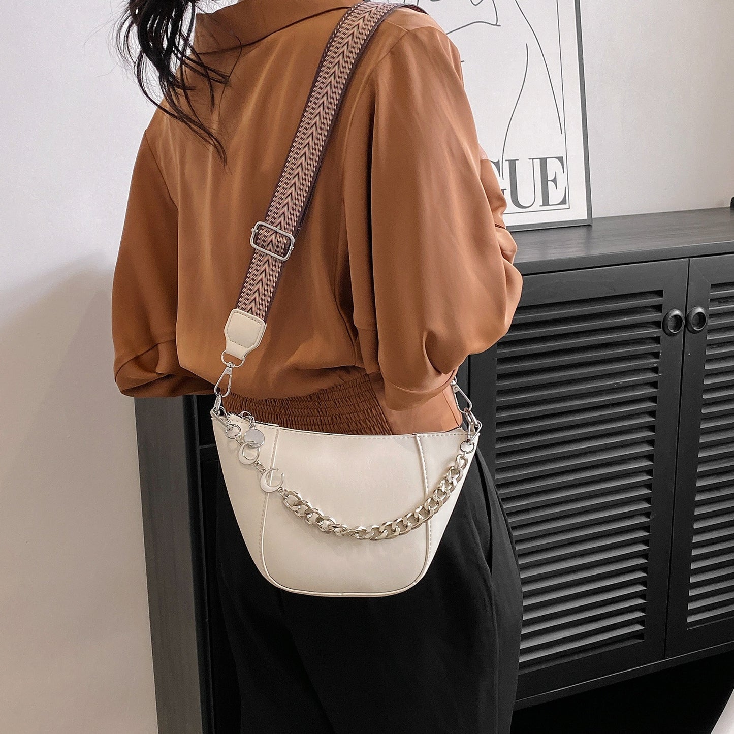 Honeybee Mumford's Leather Chain Trim Crossbody Bag