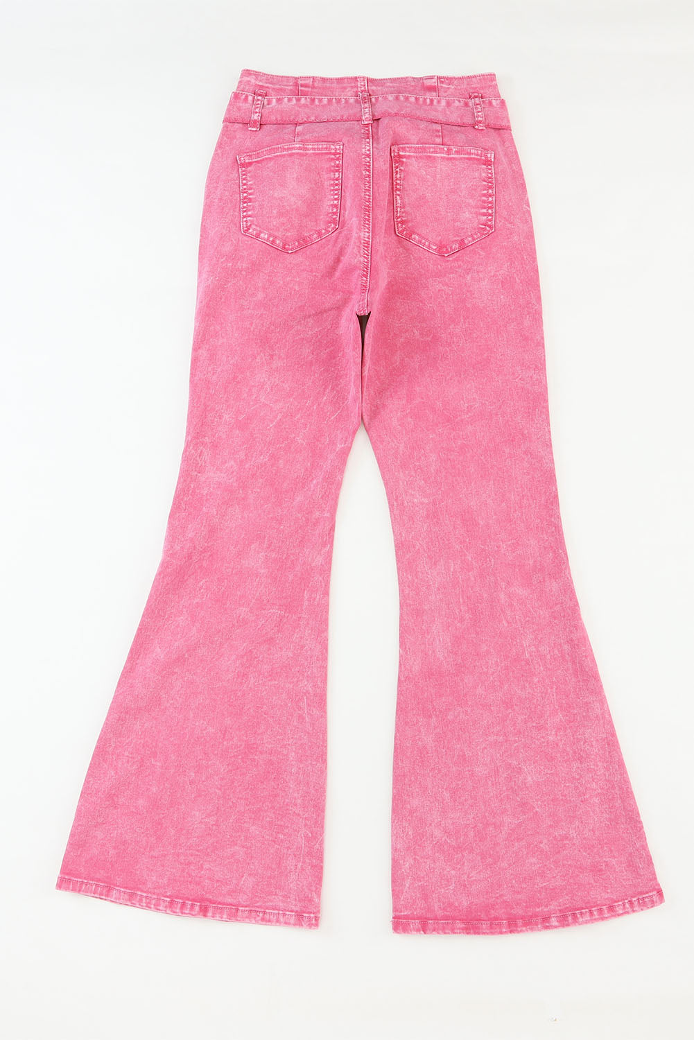 Honeybee Mumford's Pink Flare Leg High Waist Front Knot Casual Jeans