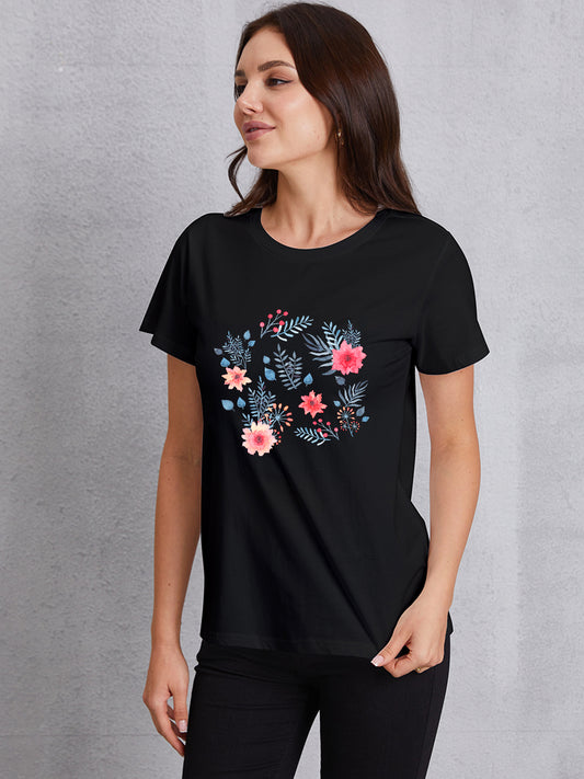 Honeybee Mumford's Flower Round Neck Short Sleeve T-Shirt