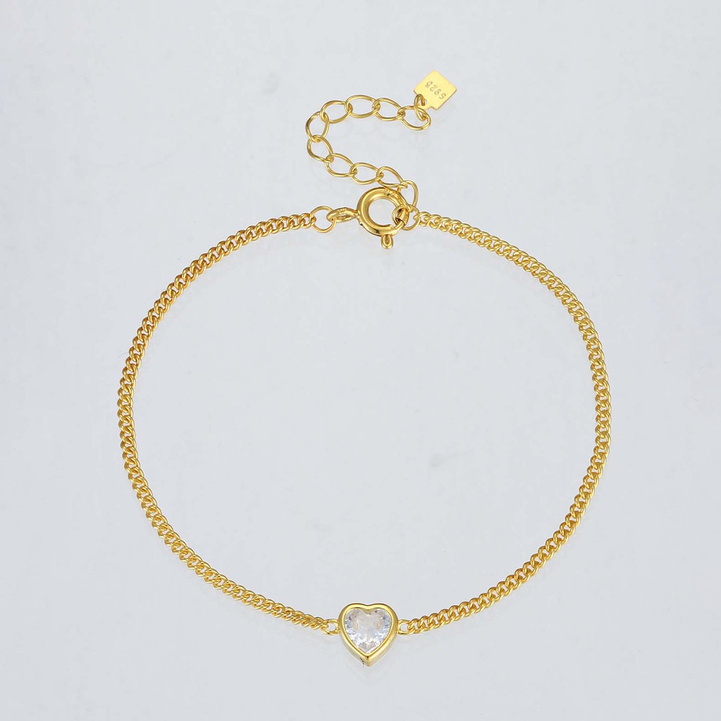 honeybee Mumford's Heart Inlaid Spring Ring Closure Bracelet