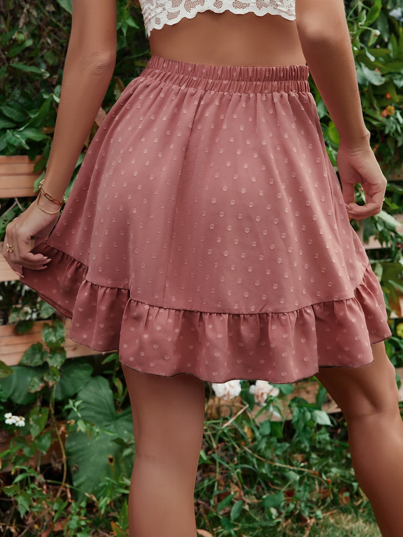 Honeybee Mumford's Ruffle Hem Elastic Waist Mini Skirt