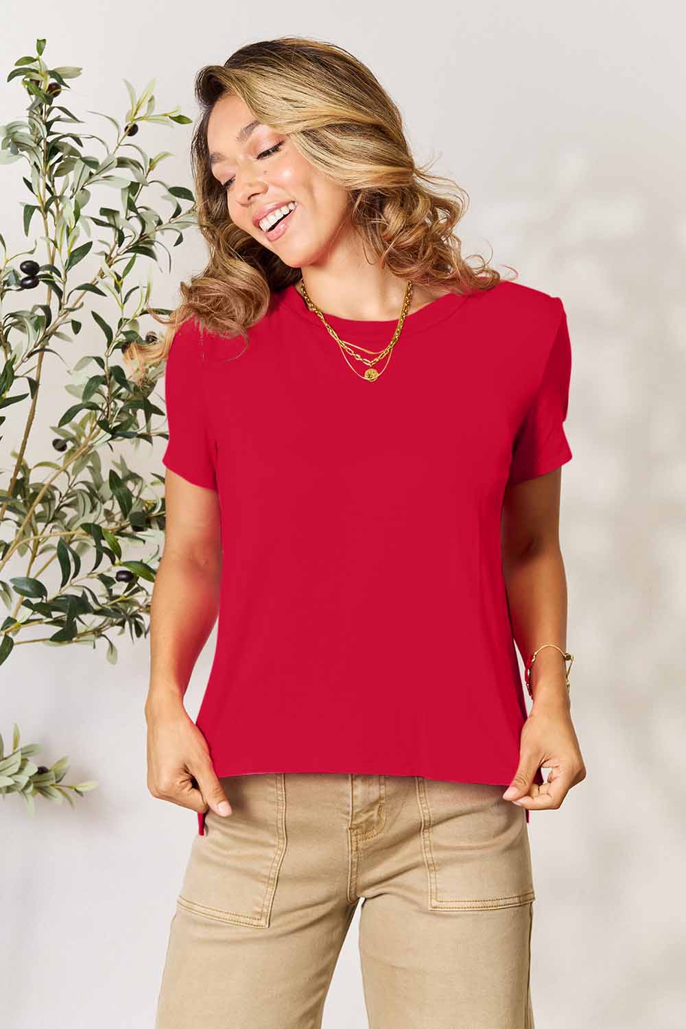 Honeybee Mumford's Round Neck Short Sleeve T-Shirt ( Dusty Pink ,Red , Matcha Green and more)