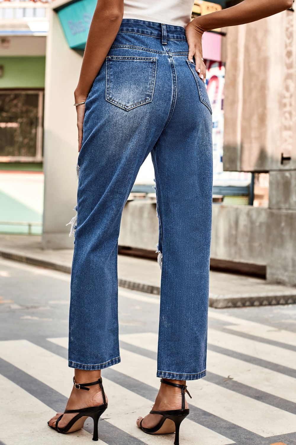 Honeybee Mumford's Distressed High Waist Straight Jeans