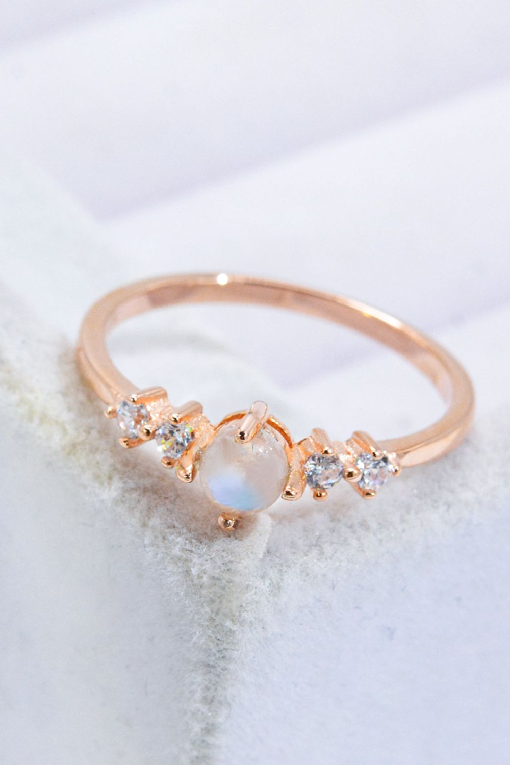 Honeybee Mumford's Natural Moonstone and 18K Rose Gold-Plated Ring