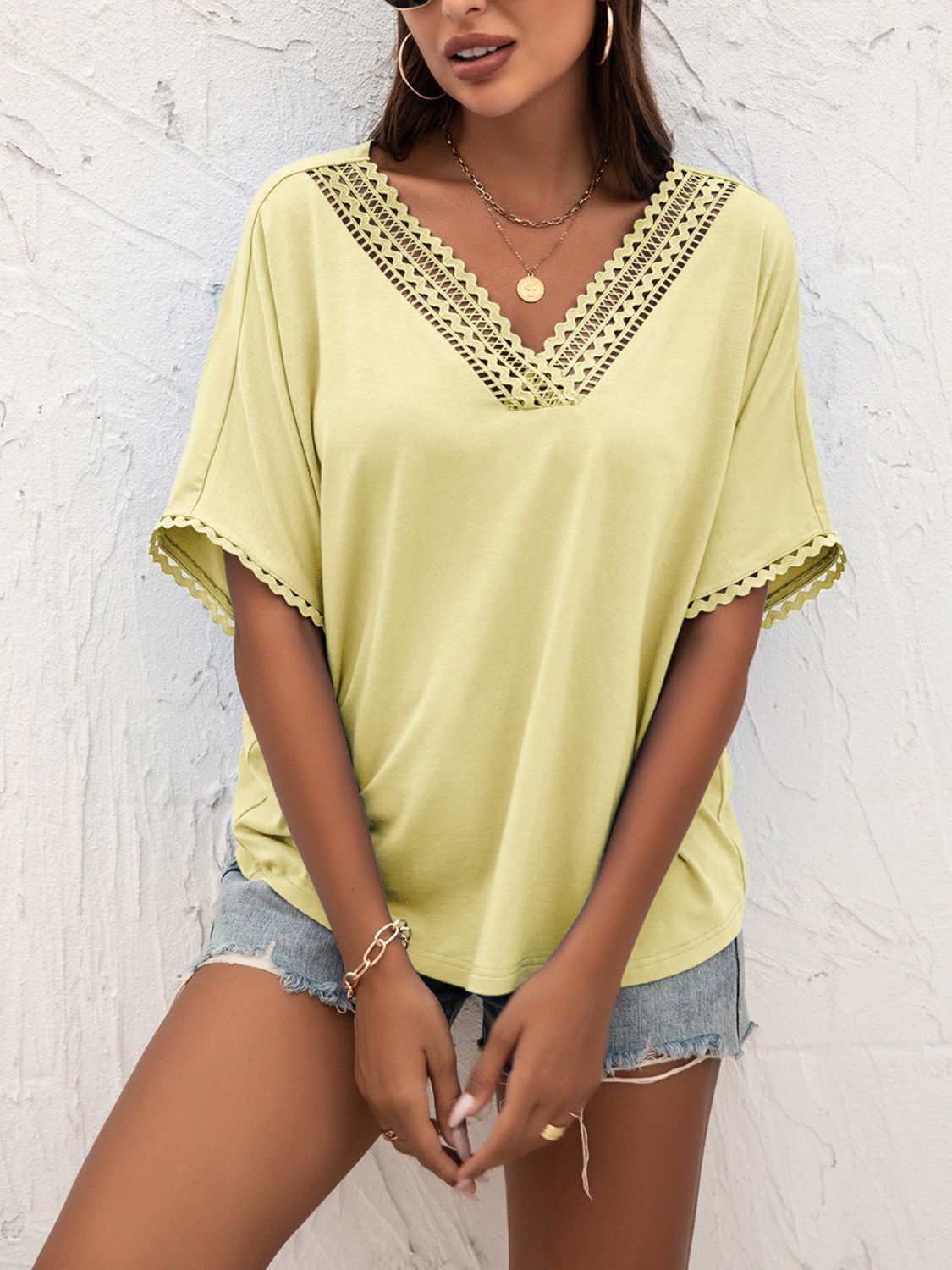 Honeybee Mumford's V-Neck Short Sleeve Blouse