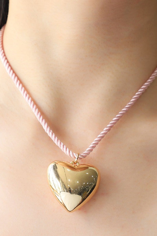 Honeybee Mumford's Heart Pendant Rope Necklace