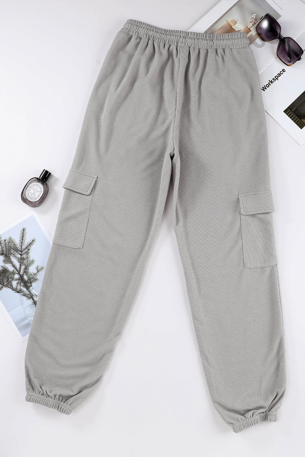 honeybee Mumford's Gray Waffle Texture Cargo Pocket Jogger Pants