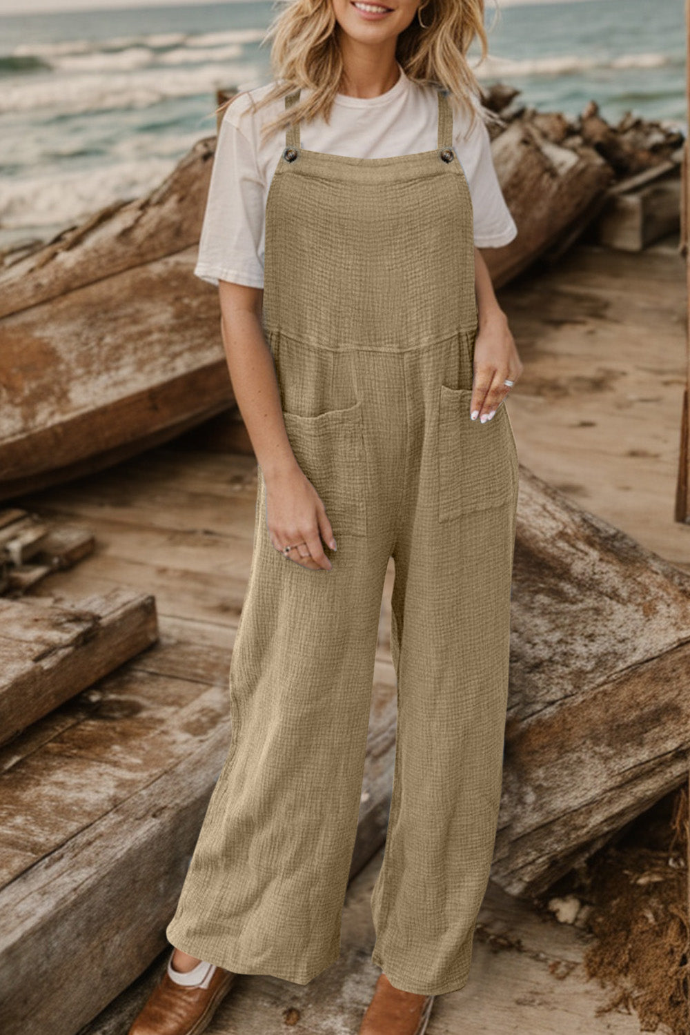 Honeybee Mumford's Full Size Wide Leg Front Pocket Jumpsuit